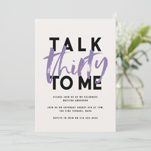 Moderne minimale Typografie mädchenhaft lila 30 Vo (Stehend Vorderseite)