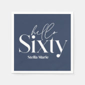 Moderne minimale Typografie Marine blau 60. Geburt Serviette (Vorderseite)