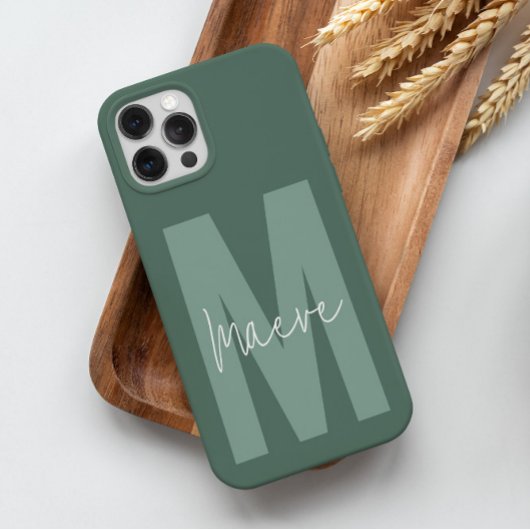 Moderne minimale Typografie-Monogramm-Grün Case-Mate iPhone Hülle