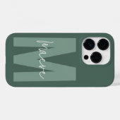 Moderne minimale Typografie-Monogramm-Grün Case-Mate iPhone Hülle (Rückseite (Horizontal))