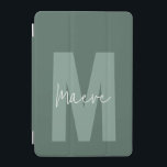 Moderne minimale Typografie-Monogramm-Grün iPad Mini Hülle<br><div class="desc">Moderne minimale Typografie Monogramm Salbei Grün und Weiß elegante,  einzigartige personalisierte iPad Cover Design.</div>