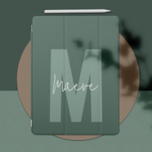 Moderne minimale Typografie-Monogramm-Grün iPad Air Hülle