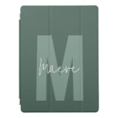 Moderne minimale Typografie-Monogramm-Grün iPad Pro Hülle (Vorderseite)