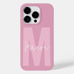 Moderne minimale Typografie Monogramm Pink mädchen Case-Mate iPhone 14 Pro Hülle