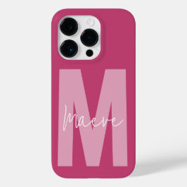 Moderne minimale Typografie Monogramm Pink mädchen Case-Mate iPhone 14 Pro Hülle