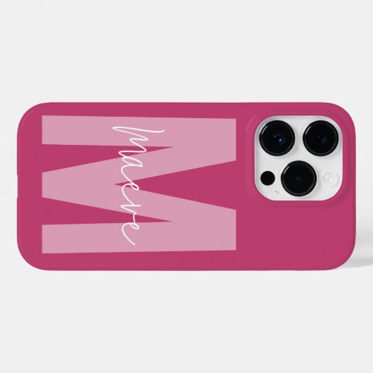 Moderne minimale Typografie Monogramm Pink mädchen Case-Mate iPhone Hülle (Rückseite (Horizontal))