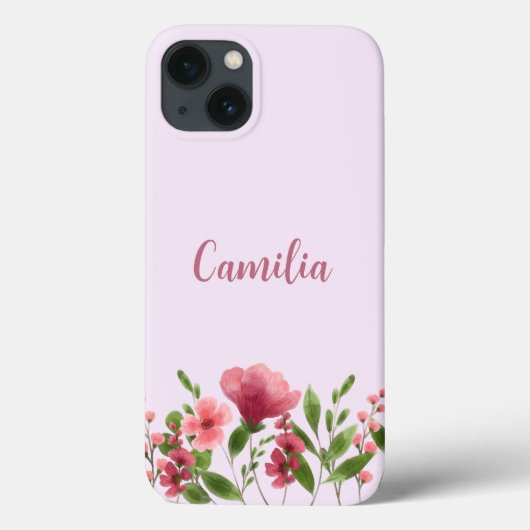 Moderne minimale Typografie-Monogramm-Rosa-Florale Case-Mate iPhone Hülle (Rückseite)