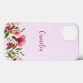 Moderne minimale Typografie-Monogramm-Rosa-Florale Case-Mate iPhone Hülle (Rückseite (Horizontal))