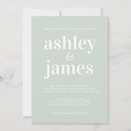 Moderne Minimale Typografie Pastel Green Wedding Einladung