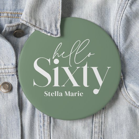 Moderne minimale Typografie sage grün 60. Geburtst Button (Beispiel)