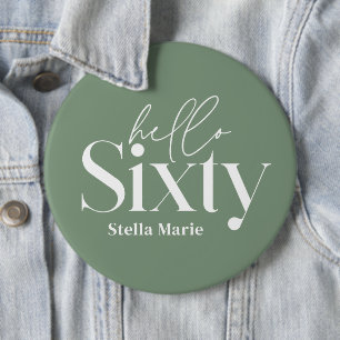 Moderne minimale Typografie sage grün 60. Geburtst Button