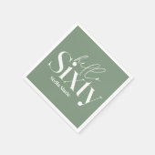 Moderne minimale Typografie sage grün 60. Geburtst Serviette (Ecke)