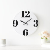 Moderne Minimale Typografie Schwarz-weiß Große Wanduhr (Zuhause)