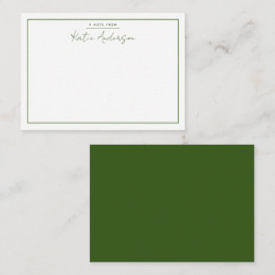 Moderne Minimale Typografie Script Green Note Card Mitteilungskarte