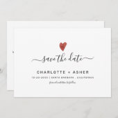 Moderne minimale Typografie und Herztätigkeit Save Save The Date (Vorne/Hinten)