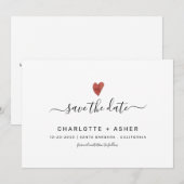 Moderne minimale Typografie und Herztätigkeit Save The Date (Vorne/Hinten)
