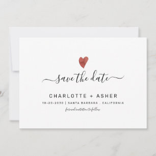 Moderne minimale Typografie und Herztätigkeit Save The Date