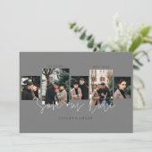 Moderne minimale typografische Fotocollage grau Save The Date (Stehend Vorderseite)