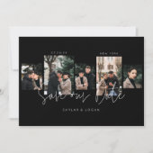 Moderne minimale typografische FotoCollage schwarz Save The Date (Vorderseite)