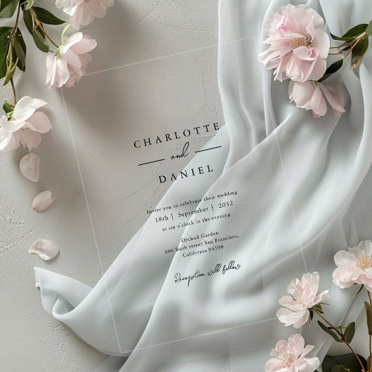 Moderne, minimale, typografische Hochzeit Acryleinladungen