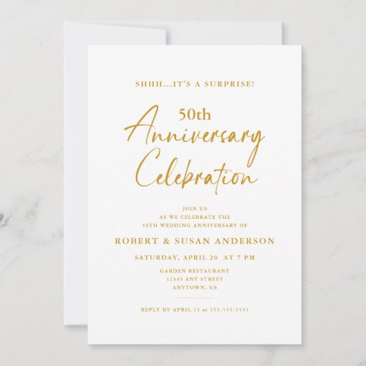 Moderne Minimale Überraschung 50. Hochzeitstag Einladung (Vorderseite)
