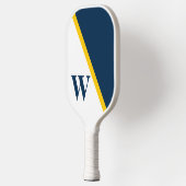 Moderne Minimale Uni Gelbblau-Weiße Monogramm Pickleball Schläger (Links)