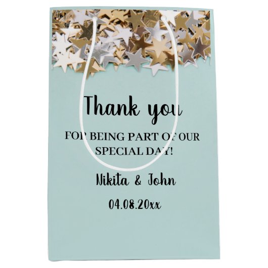 Moderne Minimale Verlobung / Hochzeitsfeier Danke Mittlere Geschenktüte (Vorderseite)