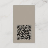 Moderne minimale vertikale Logo QR Code Taupe Brow Visitenkarte (Rückseite)