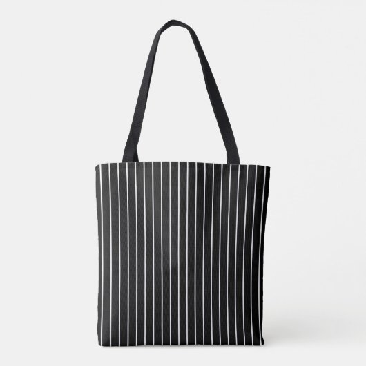 Moderne minimale vertikale Streifen schwarz und we Tasche (Rückseite)