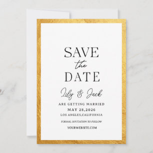 Moderne minimale, Vintage, dünne Goldrahmen Save The Date