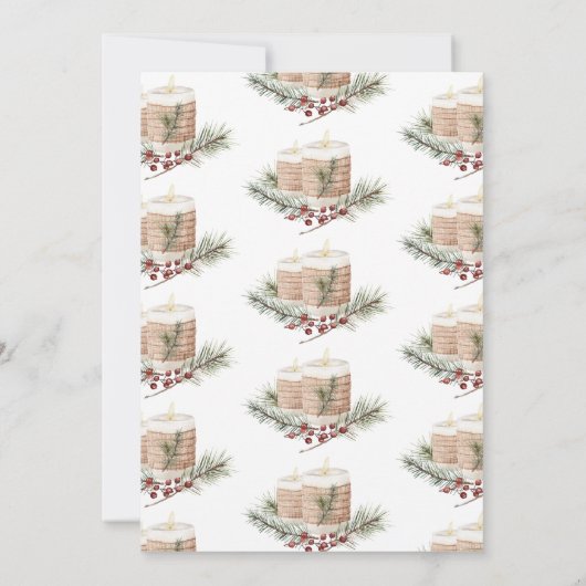 Moderne Minimale Wasserfarbe Weihnachtskerzen & Pi Karte (Rückseite)