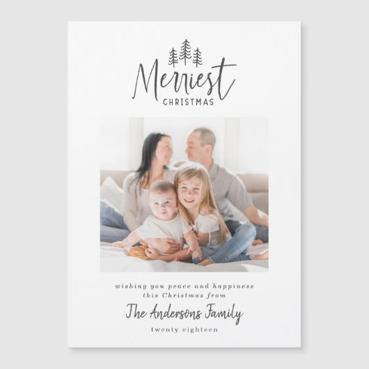 Moderne minimale Weihnachten rustikale Multi-Foto Magnetkarte (Vorderseite)