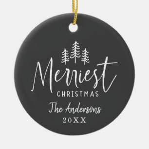 Moderne minimale Weihnachts rustikale Typografie K Keramik Ornament