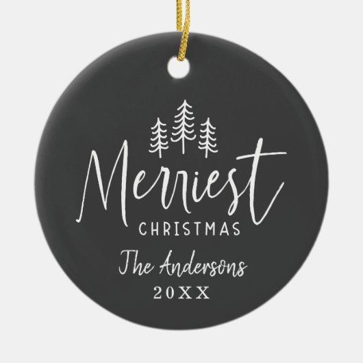 Moderne minimale Weihnachts rustikale Typografie K Keramik Ornament (Vorne)