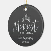 Moderne minimale Weihnachts rustikale Typografie K Keramik Ornament (Links)