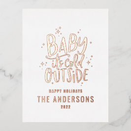 Moderne minimale Weihnachts Terracotta elegant Folien Feiertagspostkarte