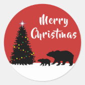 Moderne Minimale Weihnachtsbären Runder Aufkleber (Vorderseite)