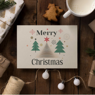 Moderne Minimale Weihnachtsbaumkarte Postkarte
