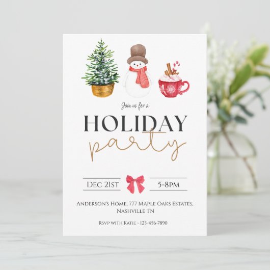 Moderne Minimale Weihnachtsfeiertage Party Einladu Einladung (Stehend Vorderseite)