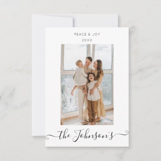 Moderne Minimale Weihnachtsfotokarte Dankeskarte (Vorderseite)