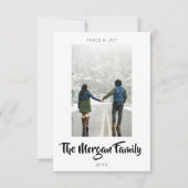 Moderne Minimale Weihnachtsfotokarte Dankeskarte (Vorderseite)