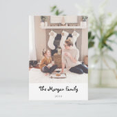 Moderne Minimale Weihnachtsfotokarten Dankeskarte (Stehend Vorderseite)