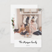 Moderne Minimale Weihnachtsfotokarten Dankeskarte (Vorne/Hinten)