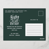 Moderne minimale Weihnachtsgrün elegant Folien Feiertagspostkarte (Rückseite)