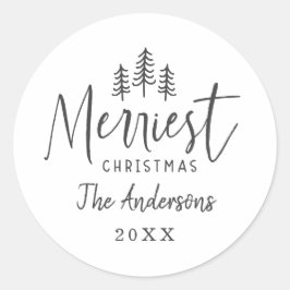 Moderne minimale Weihnachtsrustikale Typografie Runder Aufkleber