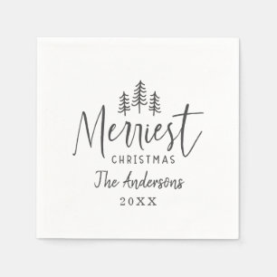 Moderne minimale Weihnachtsrustikale Typografie Serviette