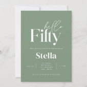 Moderne minimale Weise schlaugrün 50. Geburtstag Einladung (Rückseite)