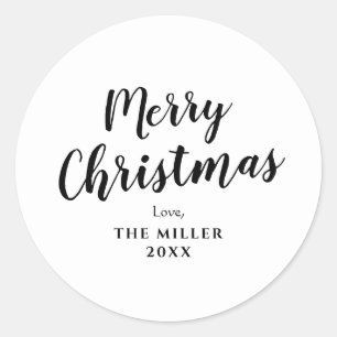 Moderne minimale weiße frohe Weihnachtsfamilie Runder Aufkleber