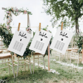 Moderne, minimale weiße Hochzeitskarten Tischnummer