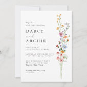 Moderne Minimale Wildblumen Hochzeit Einladung (Vorderseite)